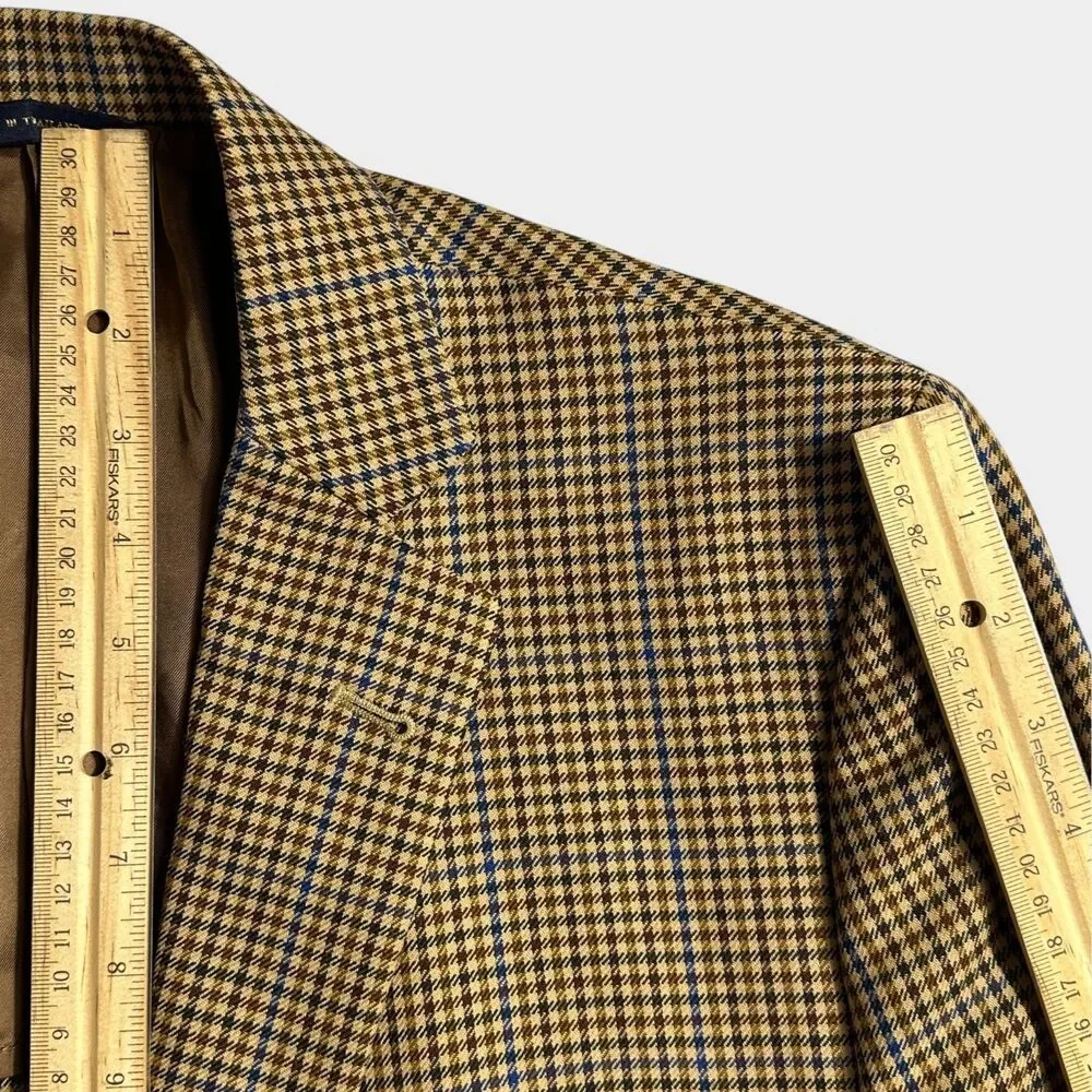 BROOKS BROTHERS Fitzgerald Mens Blazer Sport Coat Jacket 43R Brown Plaid Wool